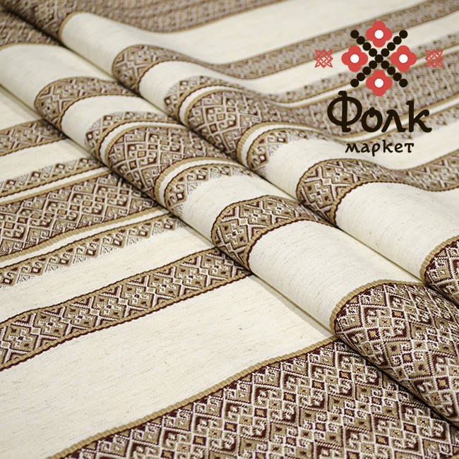 

Ткань с украинской вышивкой Мистраль, Коричневый