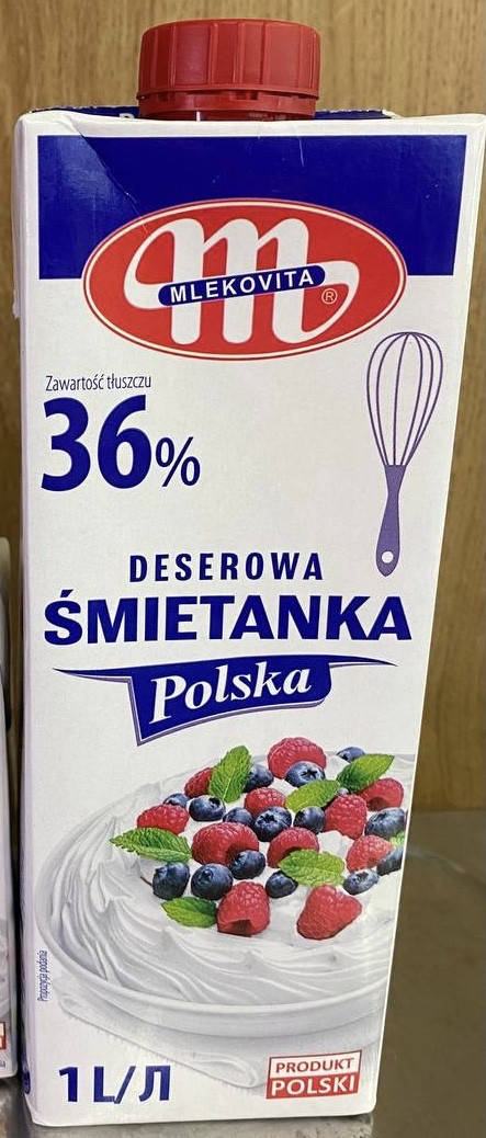 

Сливки 36% Mlekovita Smietanka Polska, 1 л (Польша)