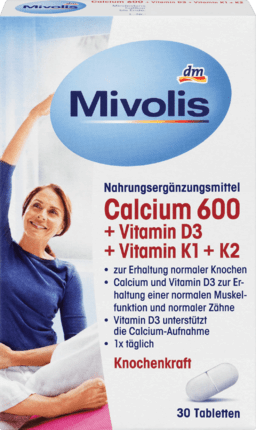 

Mivolis Calcium 600+D3+K1+K2 Tabletten для здоровых и сильных костей 30 шт.