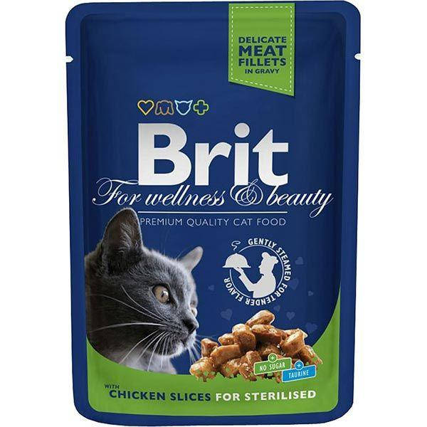 

Влажный корм для стерилизованных котов Brit Premium Cat pouch пауч с курицей 100 гр