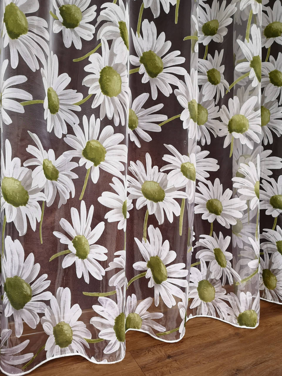 

Тюль ромашки с зеленым остаток 4м.п., Зелёный