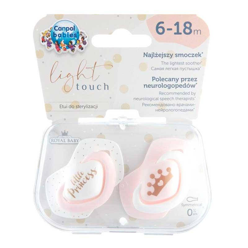 

Пустышка силиконовая симметричная Canpol babies 6-18м., 22/651_ pin, 2 шт., Принцесса, Розовый