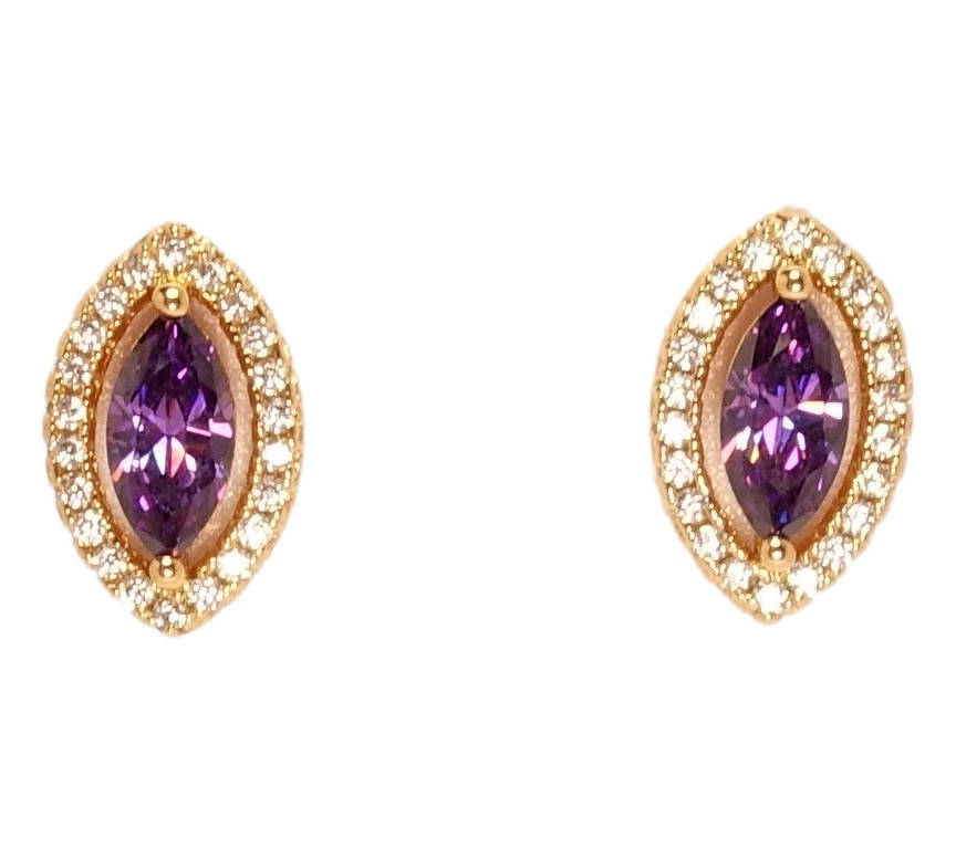 

Серьги Xuping Позолота 18K гвоздики "Фиолетовый кристалл огранки маркиз в циркониевой рамке"