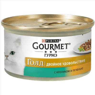 

Влажный корм Purina Gourmet Gold для кошек, с кроликом и печенью, 85 г