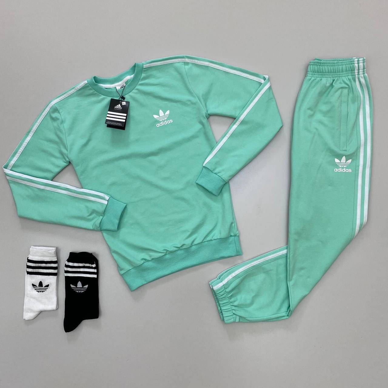 

Спортивный костюм женский Adidas (адидас) весенний кофта и штаны мятный