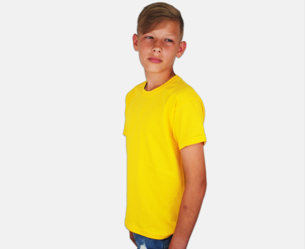 

Детская Классическая Футболка для Мальчиков Солнечно-жёлтая Fruit of the loom 61-033-34 12-13