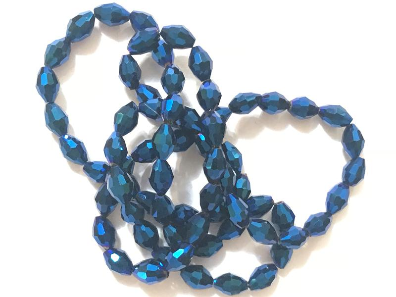 

Бусина стекло Овал, гранёнка, хрусталь, Цвет: Синий металик, 6 мм х 8 мм, Цена за 1 шт.