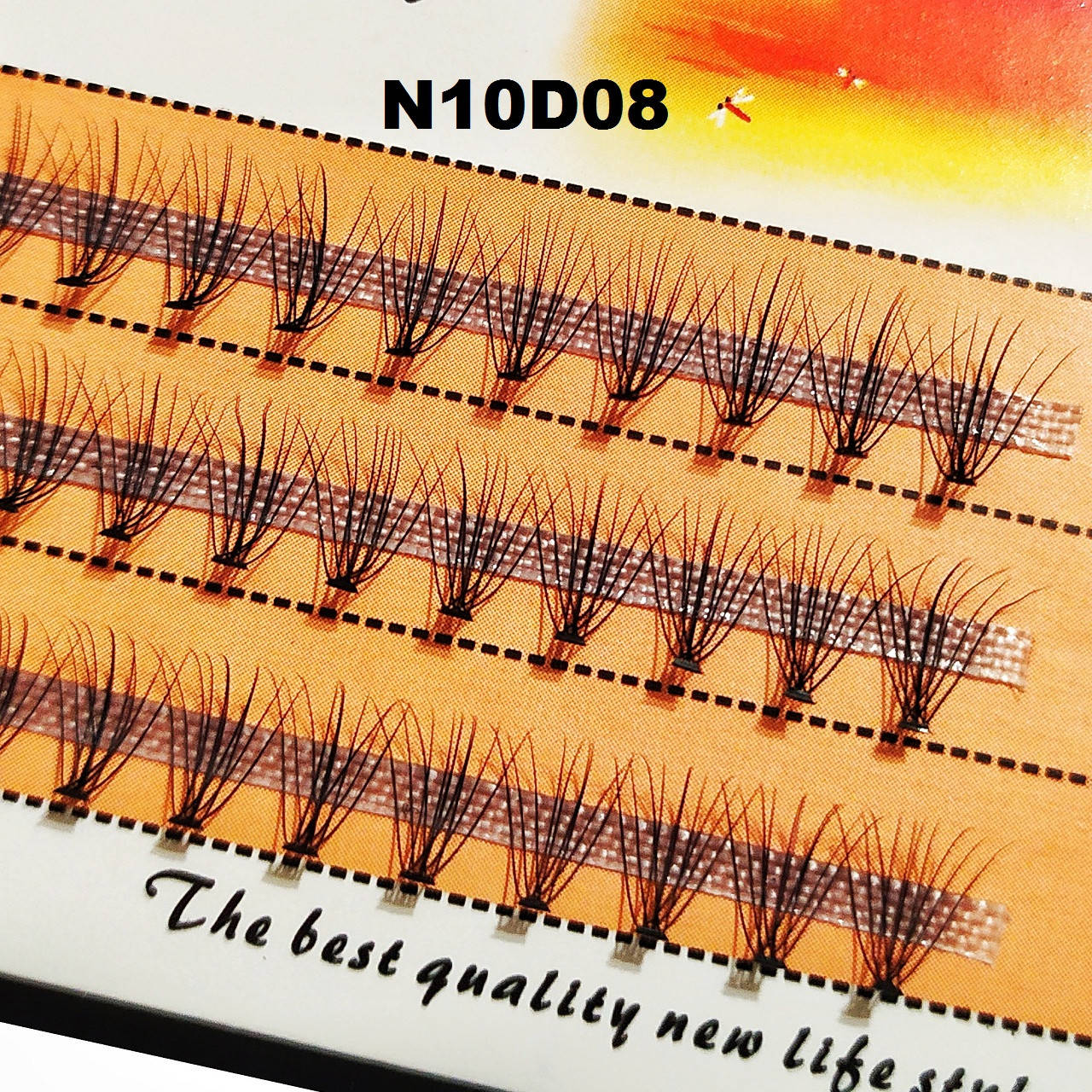 

Ресницы Nesura Eyelash 10D, 8 мм, изгиб D, 0,10, 60 пучков Несура пучковые ресницы, Черный