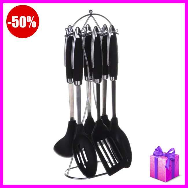 

Кухонный набор A-Plus из 7 предметов с антипригарным покрытием, кухонные лопатки для домашнего использования, Черный