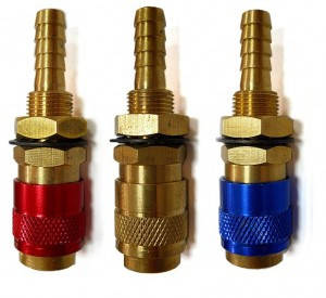 

Швидкозємне зєднання "мама" 9мм, панельне, під шланг, для води, синій