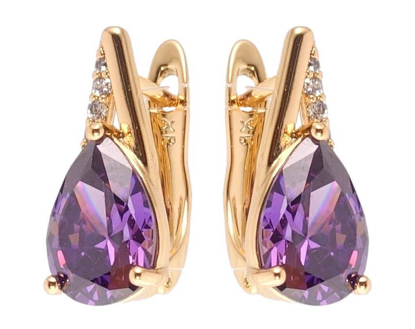 

Серьги Xuping Позолота 18K английский замок "Сиреневая капелька"