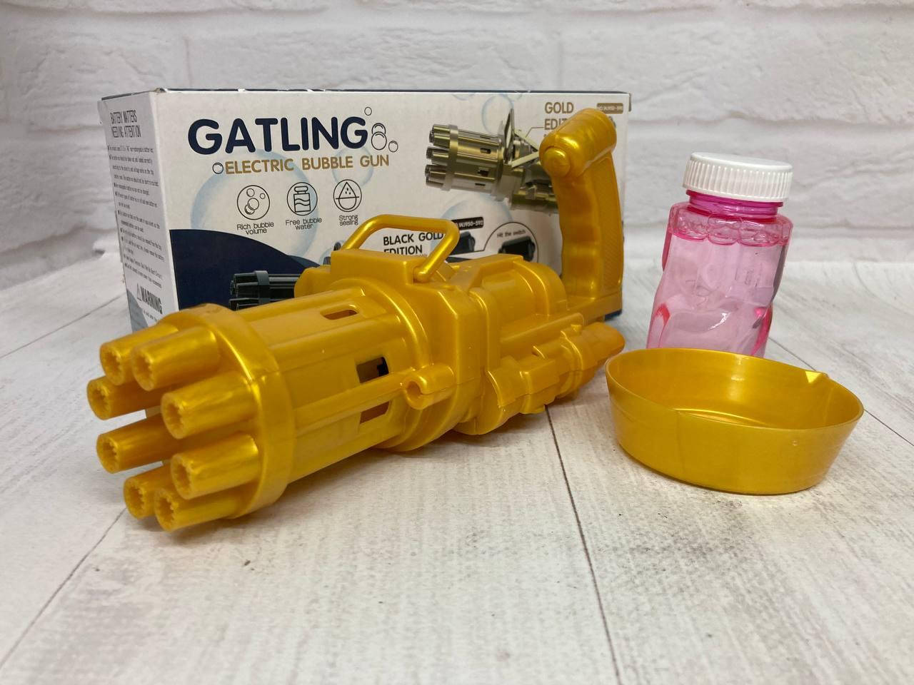 

Пулемет для мыльных пузерей Gatling Electric Bubble Gun золотой