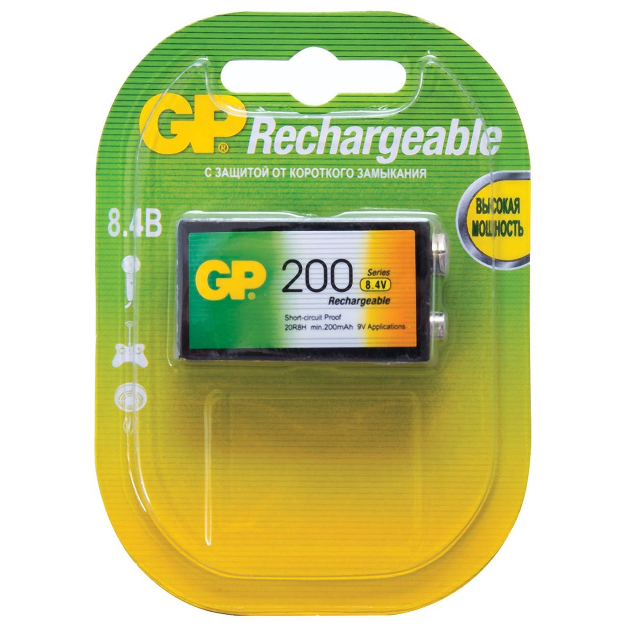 

Аккумулятор бытовой GP 20R8H-U1 Ni-MH крона, 8,4V, 200mAh