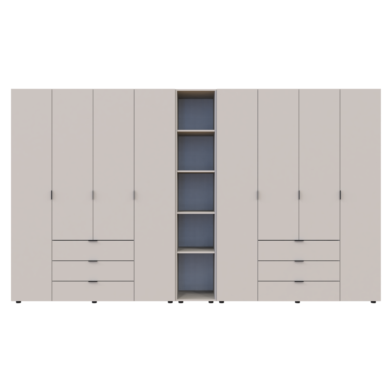 Розпашна Шафа для одягу Doros Гелар з Етажеркою Кашемір 4+4 ДСП 348.2х49.5х203.4 (80737654)