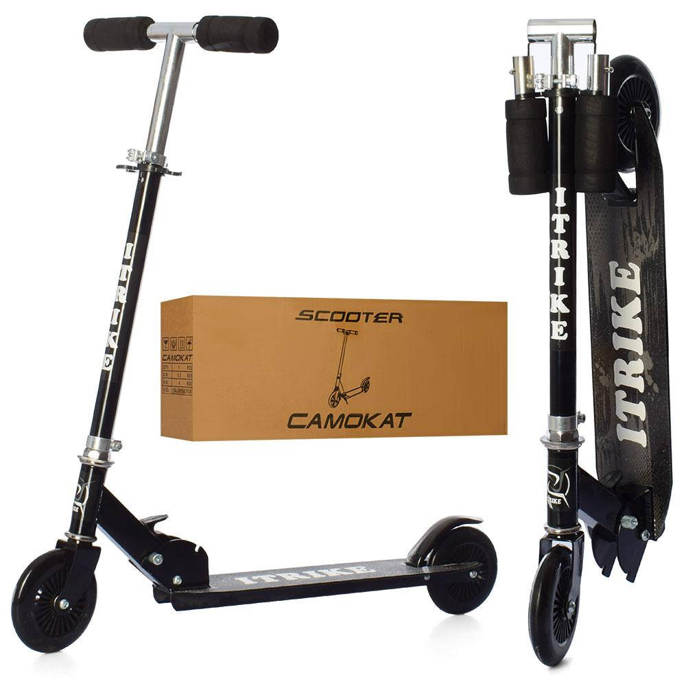 

Самокат двухколесный детский (руль 73/83см, колеса 120 мм, складной) iTrike SR2-001-B Черный