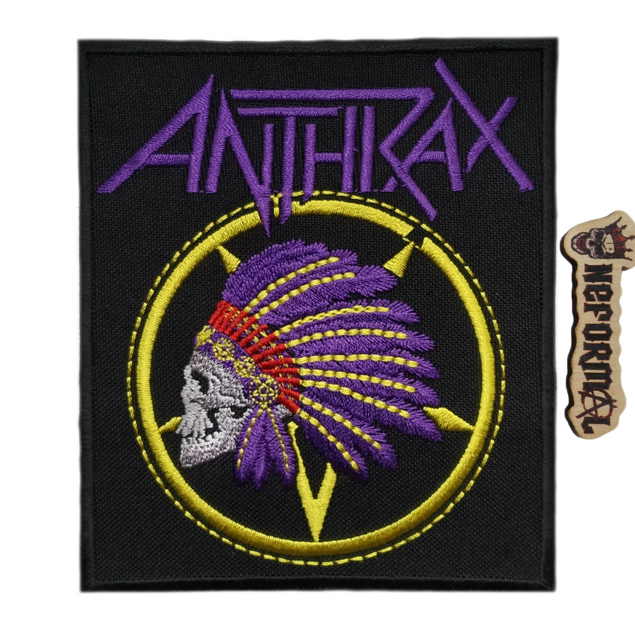 

Нашивка Anthrax (череп индейца) 9х10,5 см., Черный