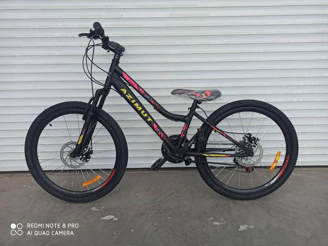

Подростковый горный велосипед Azimut Pixel 24"D черно-розовый, собран на 80% в коробке, Черный