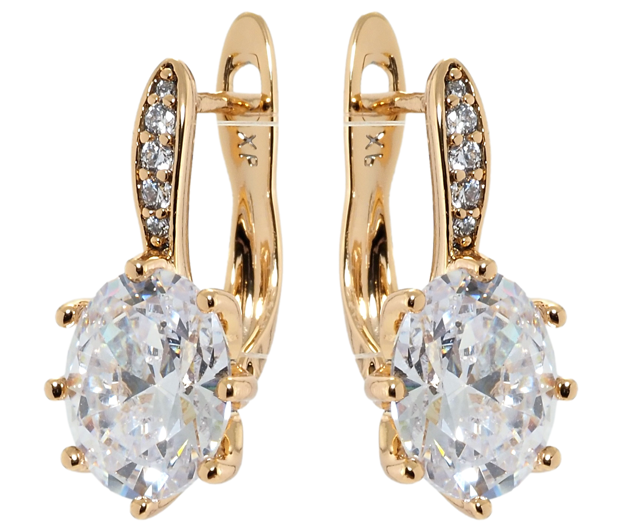 

Серьги Xuping Позолота 18K английский замок "Фианиты на дужке с цирконием"