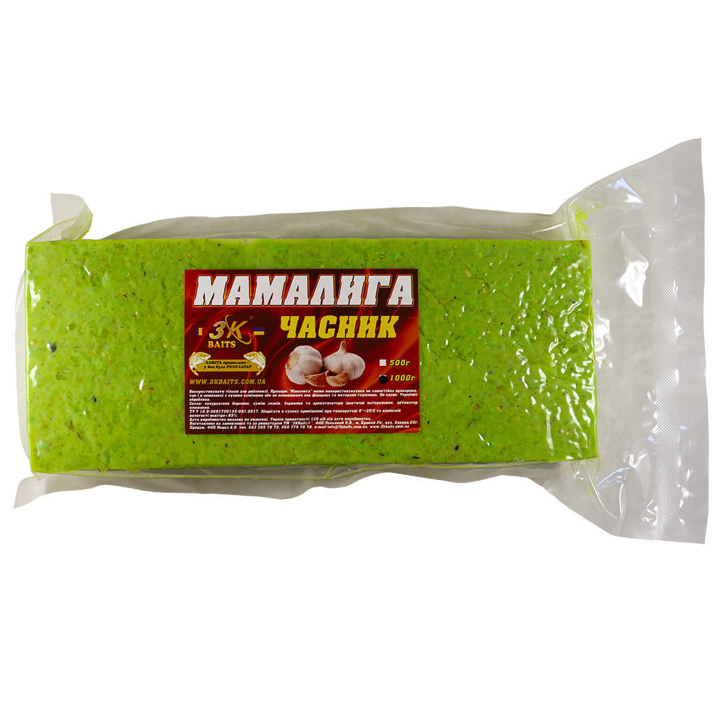 

Прикорм 3KBaits Мамалыга Чеснок 1000г (3KB1005)