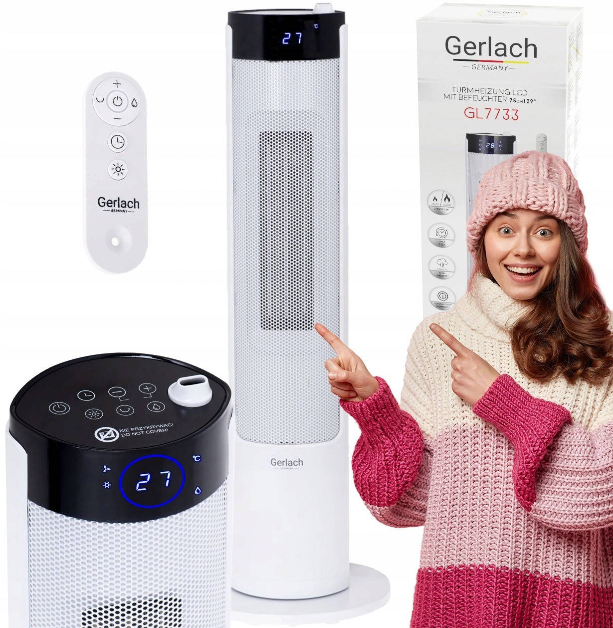

Тепловентилятор колонный Gerlach GL 7733 с ЖК-дисплеем и увлажнителем , обогреватель