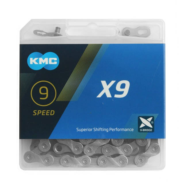 

Цепь KMC X9 Gray 114 линков 1/2"x11/128" на 9 звёзд
