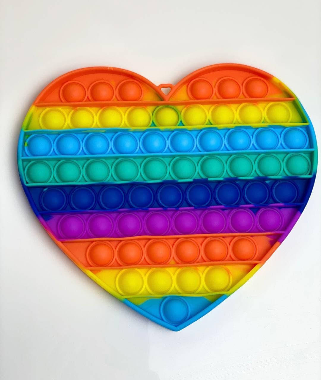 

Игрушка-антистресс Pop It Радужный Огромное Сердце Поп Ит