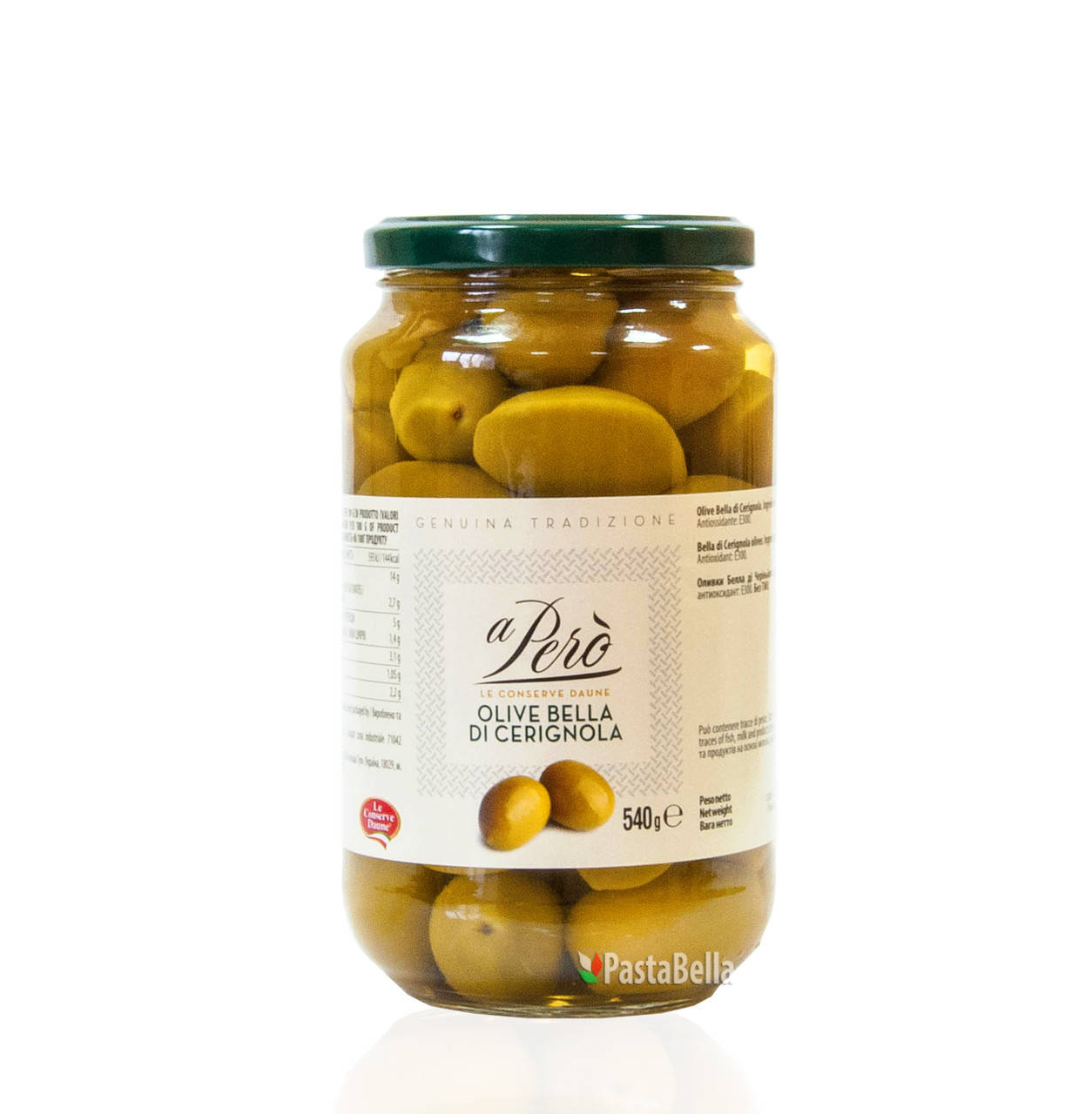 

Гигантские Итальянские Зеленые Оливки - "Olive Bella di Сerignola" 540g "aPerò" 580мл