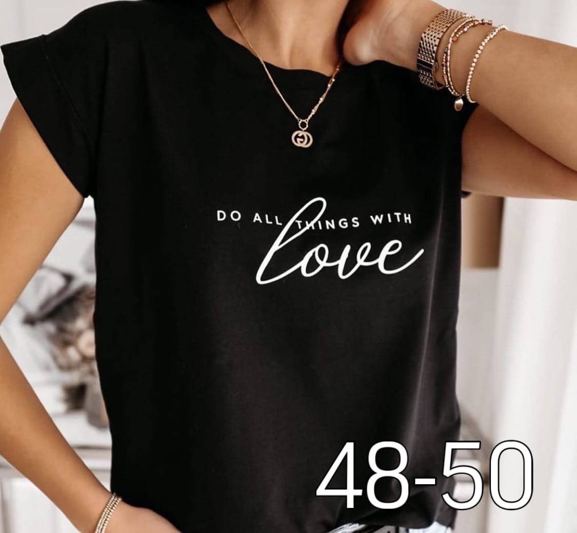 

Женская стильная футболка Love из х.б. (42-46), Разные цвета