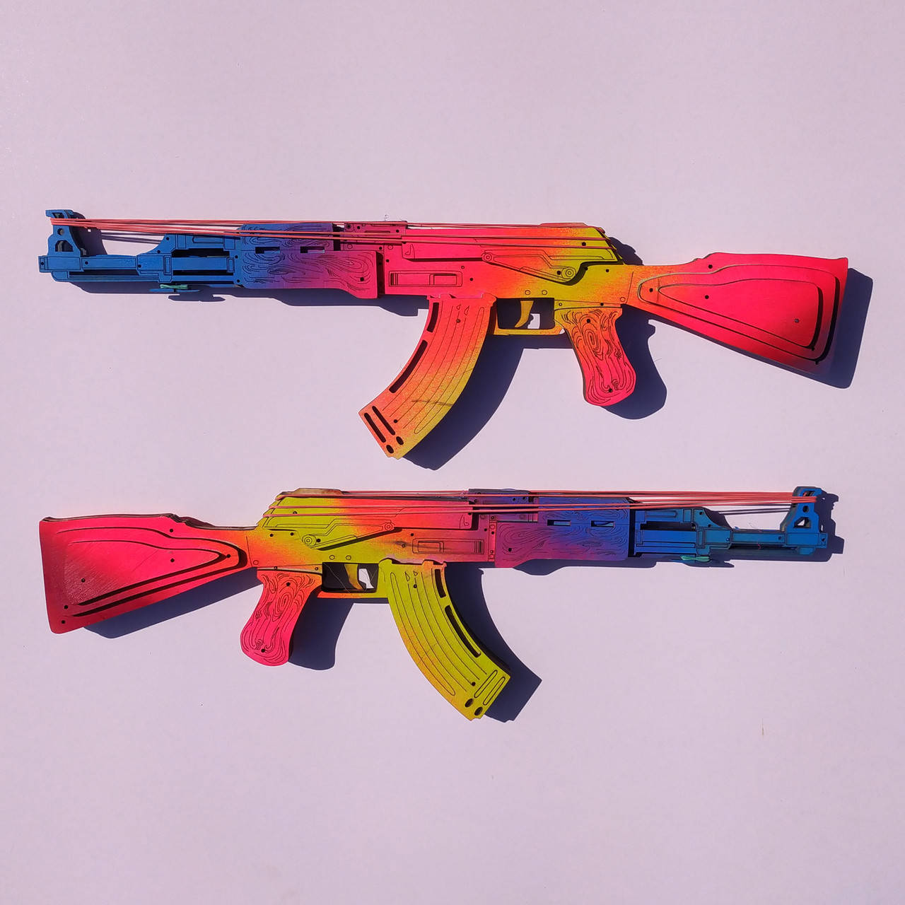 

Деревянный Автомат Калашникова (АК-47) из CS:GO (КС:ГО) Стреляющий Резинками. Цвет: Темный Градиент.