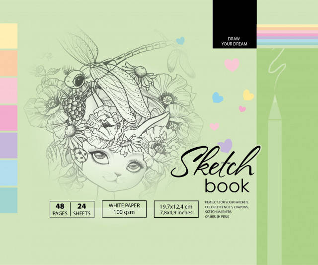 

Скетчбук 24/100 A5 чисті аркуші, мат.лам. №7БЦ/21395/Мандарин/