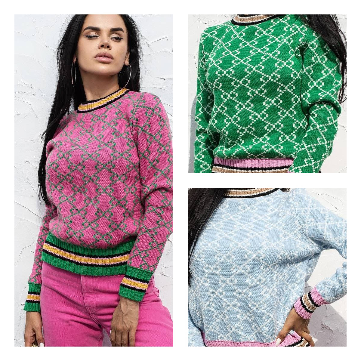 

Хлопковый свитер в стиле gucci, Красный