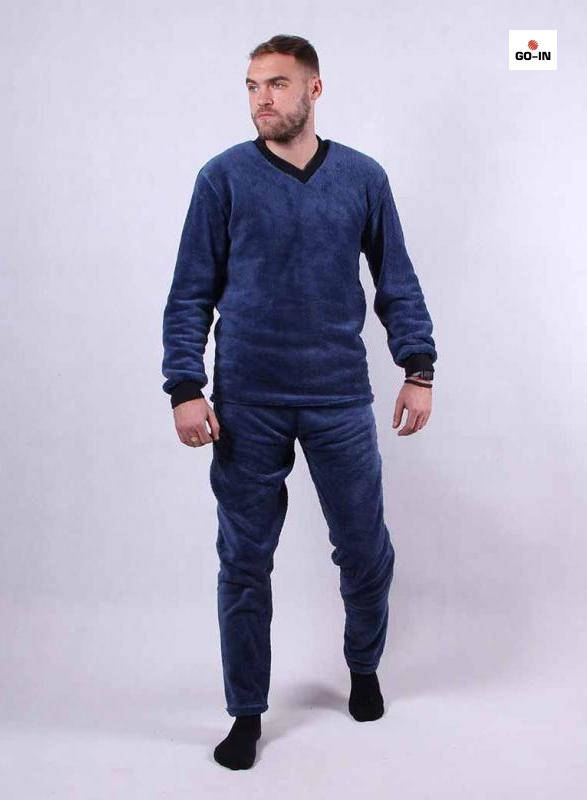 

Пижама мужская махровая теплая синия, пижама домашняя зимняя 44-60р.