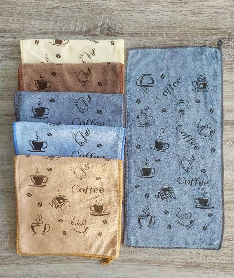 

Полотенце микрофибра Кофе контур 25х50 Рушник для рук кухонний, Разные цвета