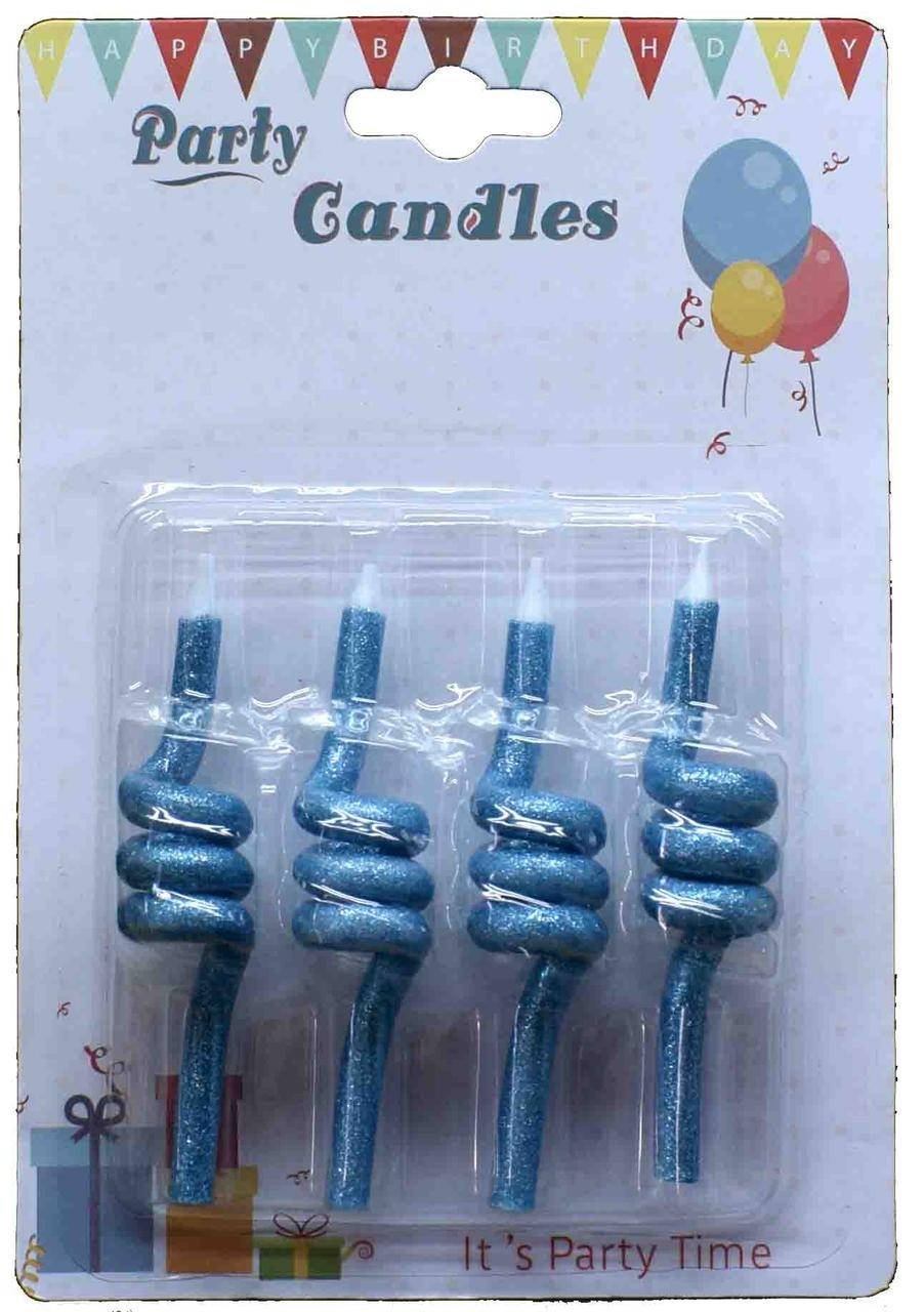 

Свечи для торта "Спиральки перламутр". Цвет голубой