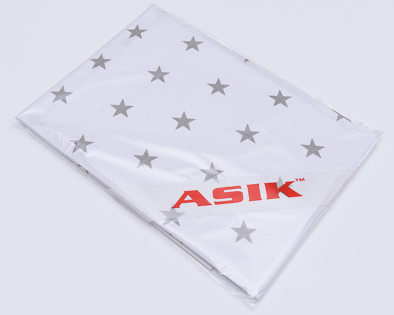 

Простынь детская Asik на резинке Серые звёзды (5-016), Белый