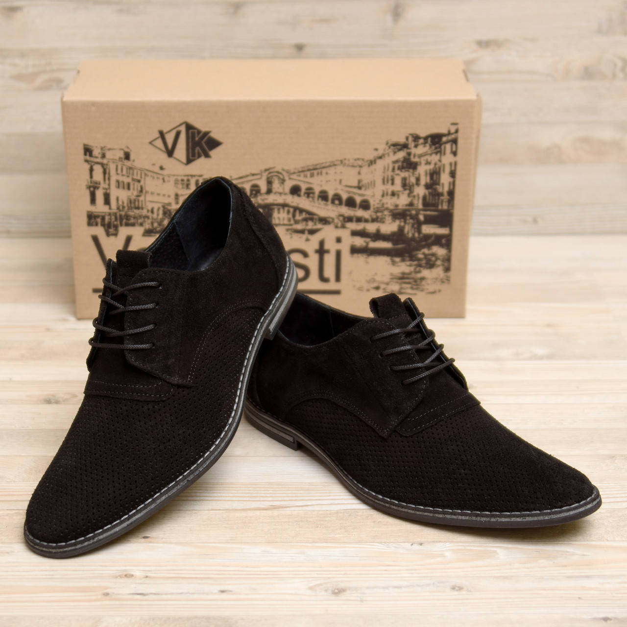

Мужские замшевые летние туфли VanKristi classic black 44, Черный
