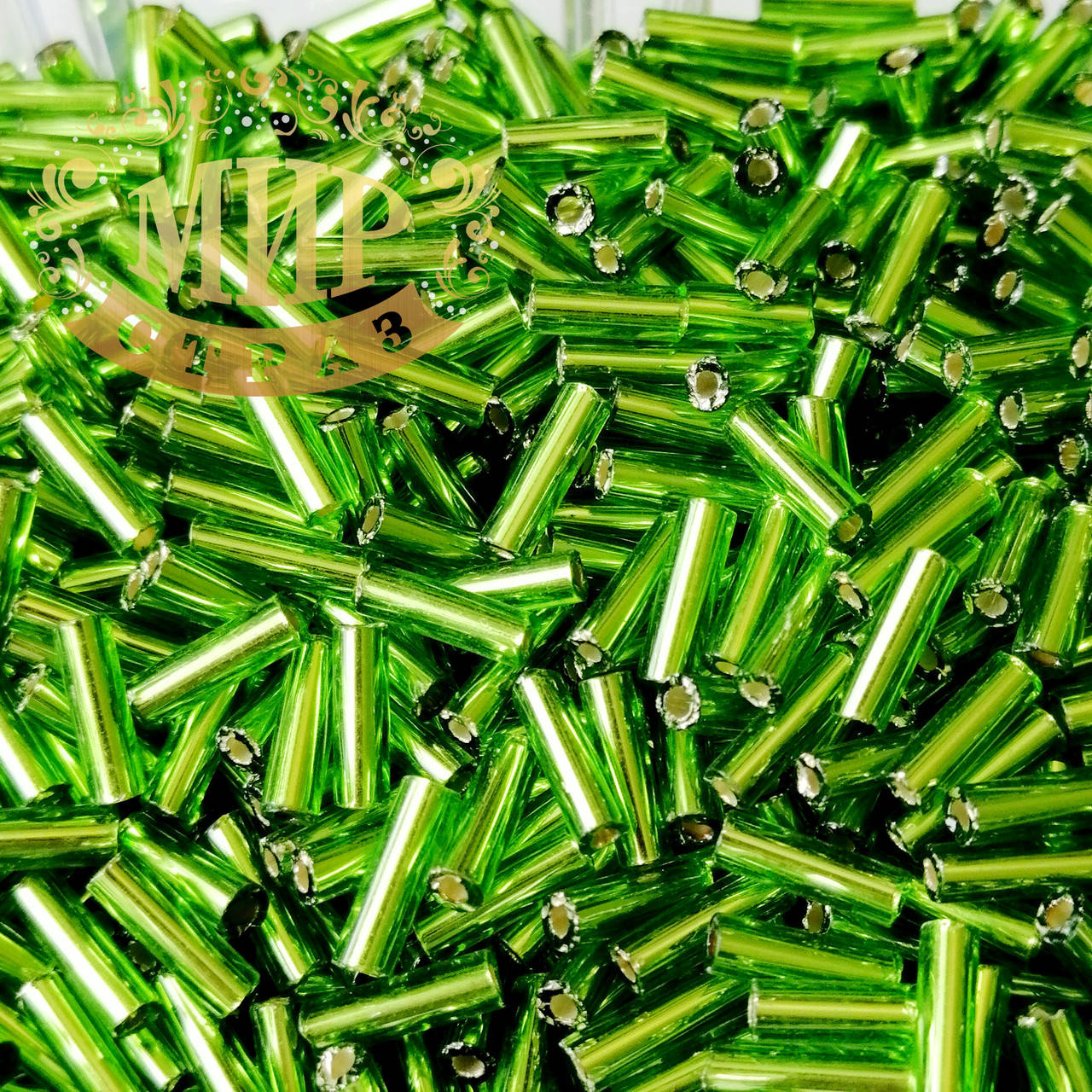 

Стеклярус ровный чешский, Jablonex, цвет Green, длинна 6 мм, 10гр