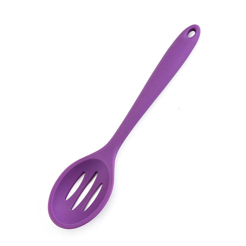 

Силиконовая ложка Lesko Purple 27 см с прорезью кухонная термостойкая