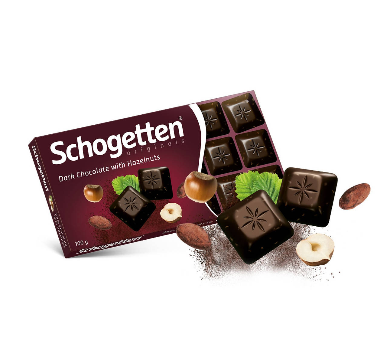

Шоколад черный Schogetten Шогеттен Dark Hazelnuts с фундуком 100 г Германия