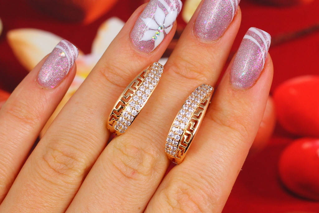 

Серьги Xuping Jewelry большие с греческим узором 2,5 см золотистые