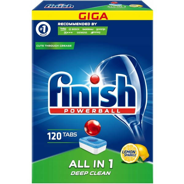 

Таблетки для посудомоечной машины Finish POWERBALL All in 1 Lemon, 120 шт