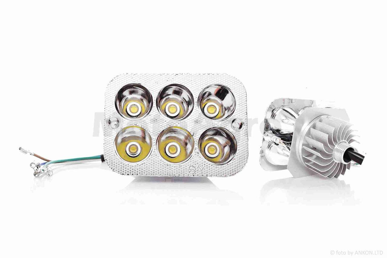 

Модуль светодиодный в фару (вставка) прямоугольный, 6 диодов без стекла, L90/H65