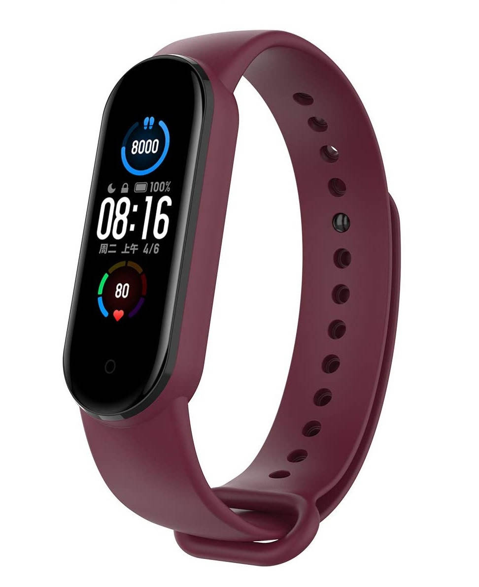 

Ремешок для Mi Band 5 силиконовый BeWatch Ми Бенд Бургунди (1540690)