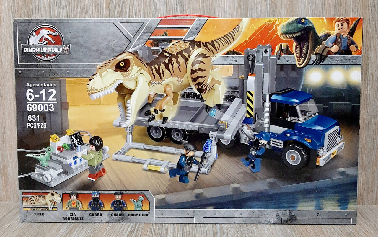 

Конструктор 69003 Мир Юрского Периода Транспорт для Ти-Рекса, 631 деталь