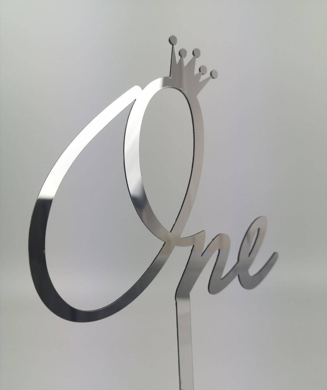 

Топпер в торт зеркальный пластик серебро One