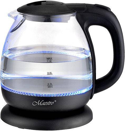 

Электрочайник стеклянный кухонный С ПОДСВЕТКОЙ Maestro MR-055 Чайник электрический 1л Бытовая техника ЧЕРНЫЙ