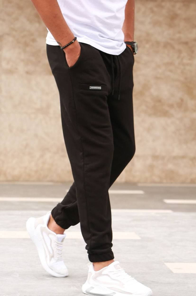 

Штаны спортивные мужские черные на манжетах Турция весна осень, Черный