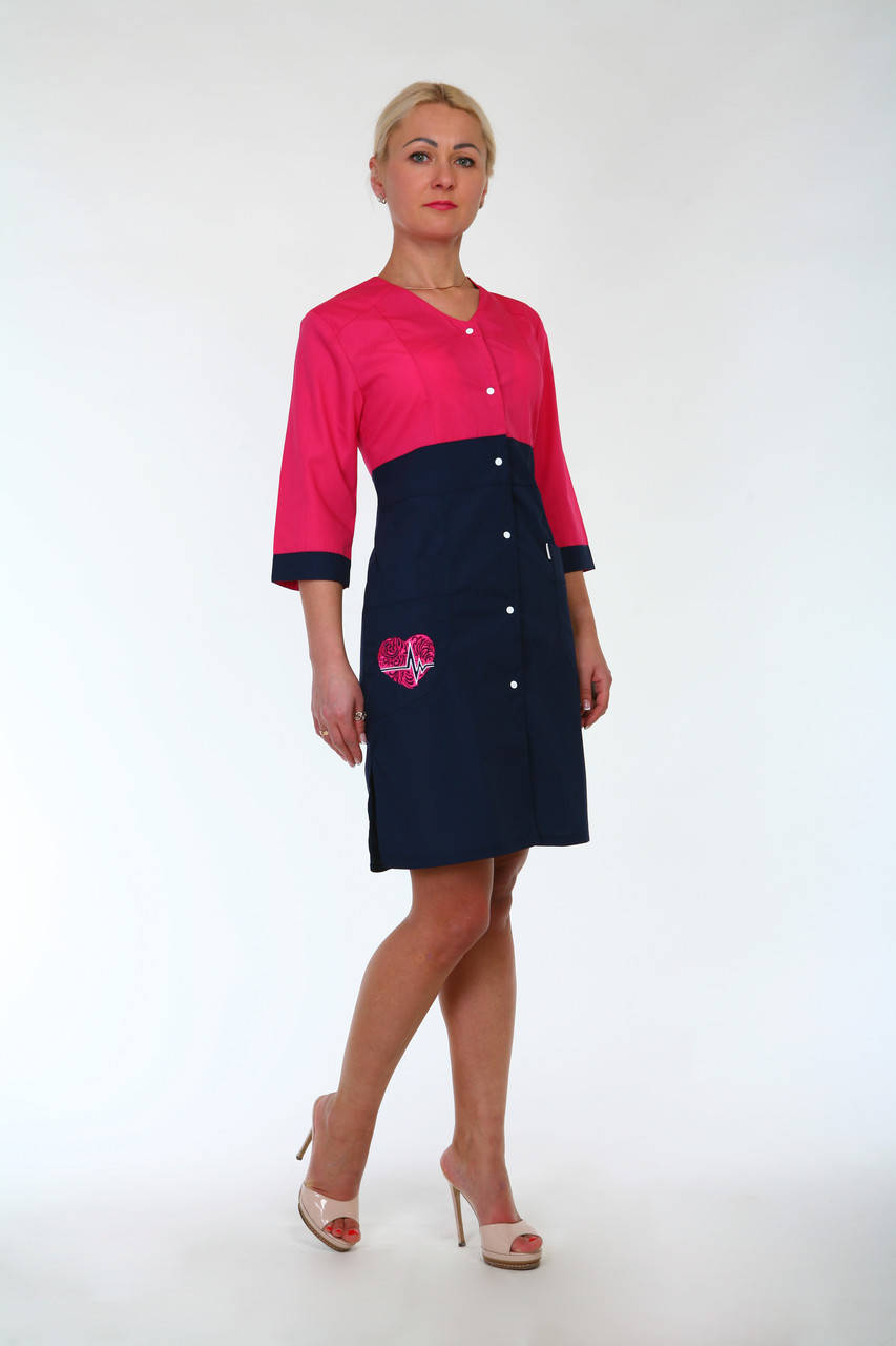 

Красивый медицинский халат синий с розовым, Разные цвета