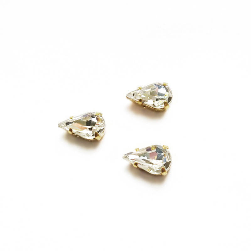 

Капли в цапах Preciosa (Чехия) 13x7,8 мм Crystal/серебро, Белый