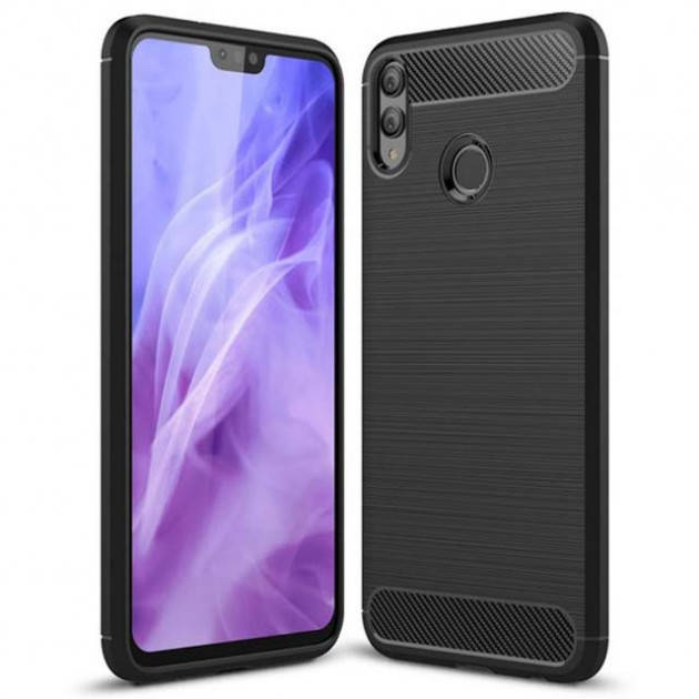 

Чехол для Honor 8x противоударный плотный карбоновый чехол на телефон хонор 8х черный PLS